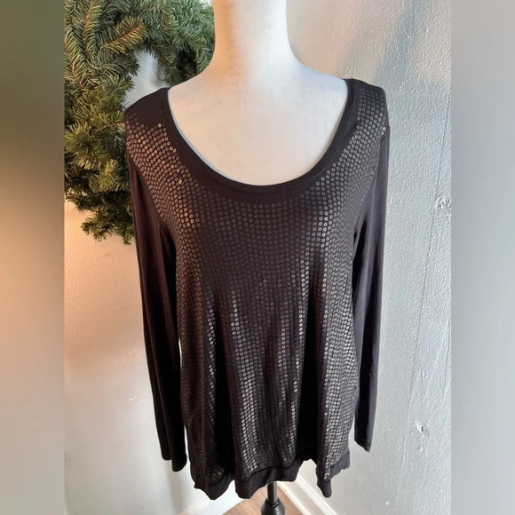 iJeans by Buffalo, Jadye, L, sequenced two-tier sheer contrasting solid blouse - Picture 1 of 9